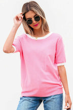 Short Sleeve Sweaters Bonbon Cut-Back Short Sleeve Jumper