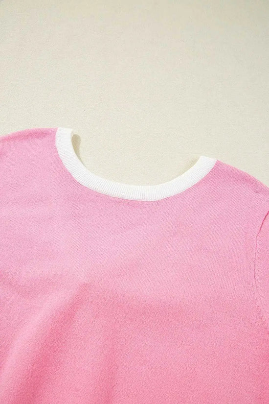 Short Sleeve Sweaters Bonbon Cut-Back Short Sleeve Jumper