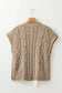 Short Sleeve Sweaters Chic Taupe Cable Knit Charm - Satin Bow Short Sleeve Sweater