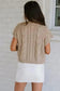 Short Sleeve Sweaters Chic Taupe Cable Knit Charm - Satin Bow Short Sleeve Sweater