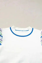 Short Sleeve Sweaters Cozy Cloud Striped Crochet Sweater