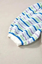 Short Sleeve Sweaters Cozy Cloud Striped Crochet Sweater