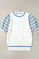 Short Sleeve Sweaters Cozy Cloud Striped Crochet Sweater