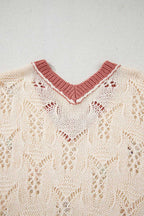 Short Sleeve Sweaters Fashionfitz Embroidered Crochet Sweater for Women
