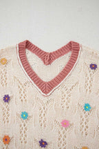 Short Sleeve Sweaters Fashionfitz Embroidered Crochet Sweater for Women
