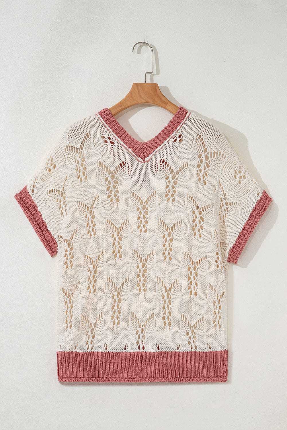 Short Sleeve Sweaters Fashionfitz Embroidered Crochet Sweater for Women