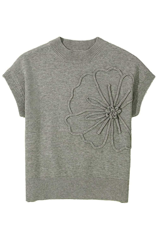 Short Sleeve Sweaters High Flower Boxy Sweater