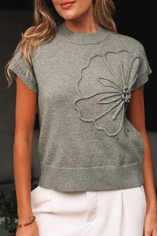 Short Sleeve Sweaters High Flower Boxy Sweater
