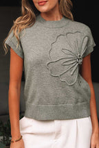 Short Sleeve Sweaters High Flower Boxy Sweater