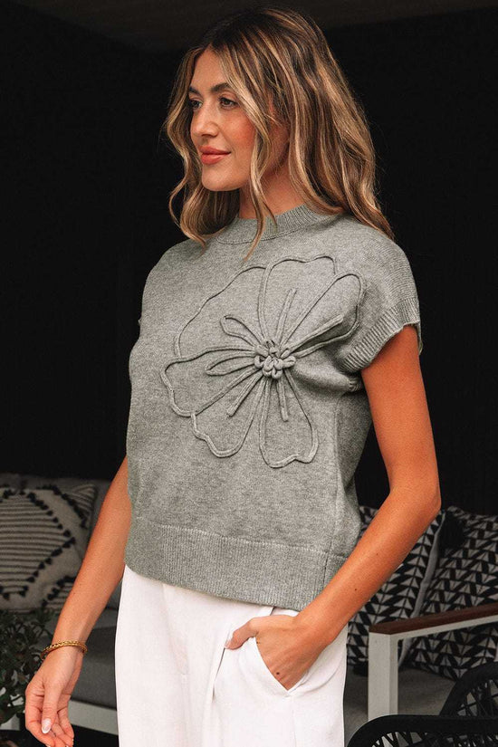 Short Sleeve Sweaters High Flower Boxy Sweater