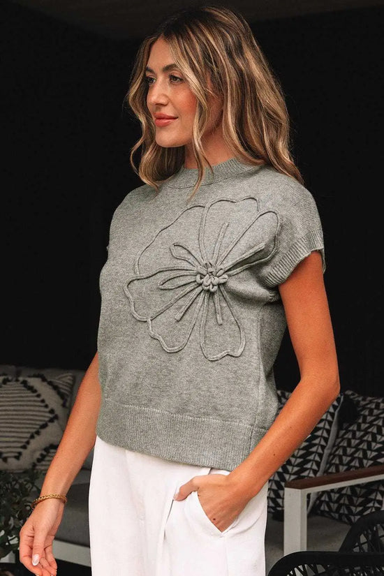 Short Sleeve Sweaters High Flower Boxy Sweater