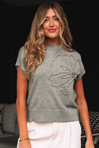 Short Sleeve Sweaters High Flower Boxy Sweater