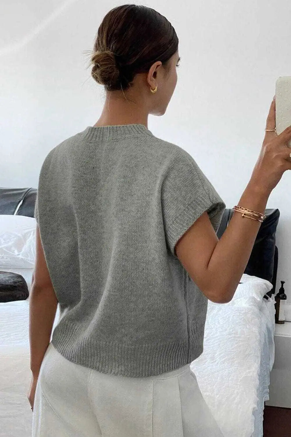 Short Sleeve Sweaters High Flower Boxy Sweater