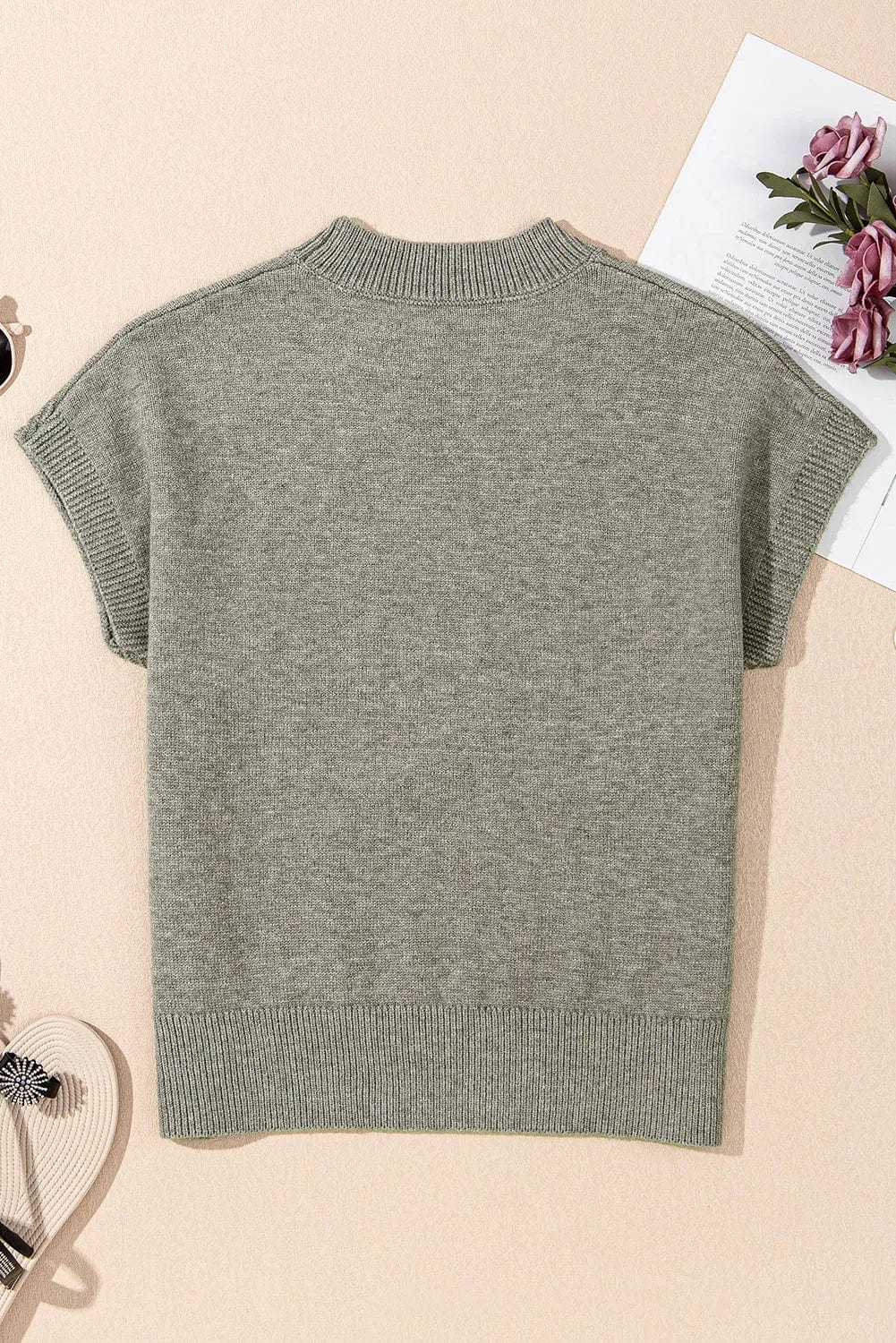 Short Sleeve Sweaters High Flower Boxy Sweater