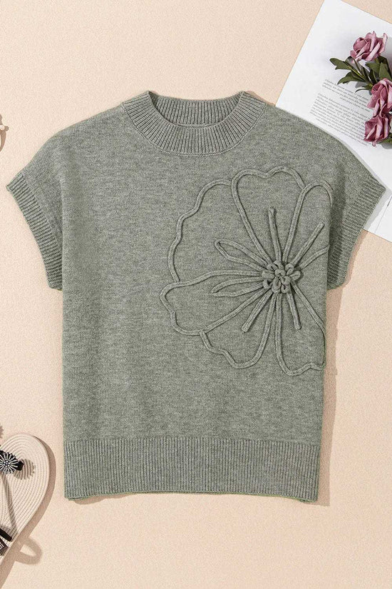 Short Sleeve Sweaters High Flower Boxy Sweater