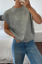 Short Sleeve Sweaters High Flower Boxy Sweater