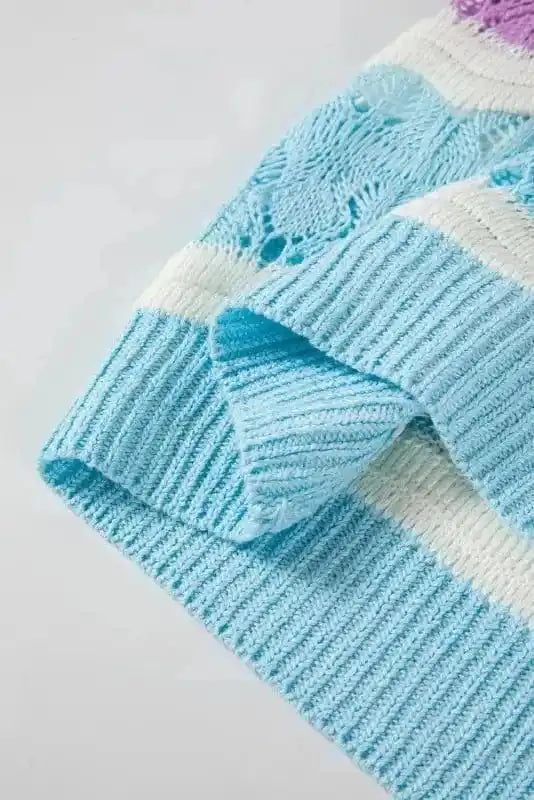 Short Sleeve Sweaters Mosaic Crochet Half Sleeve Sweater