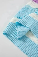 Short Sleeve Sweaters Mosaic Crochet Half Sleeve Sweater