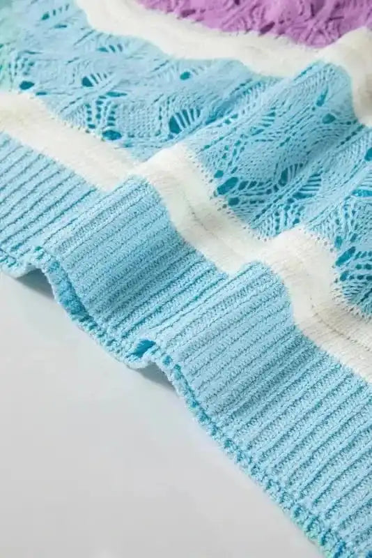 Short Sleeve Sweaters Mosaic Crochet Half Sleeve Sweater