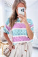 Short Sleeve Sweaters Mosaic Crochet Half Sleeve Sweater