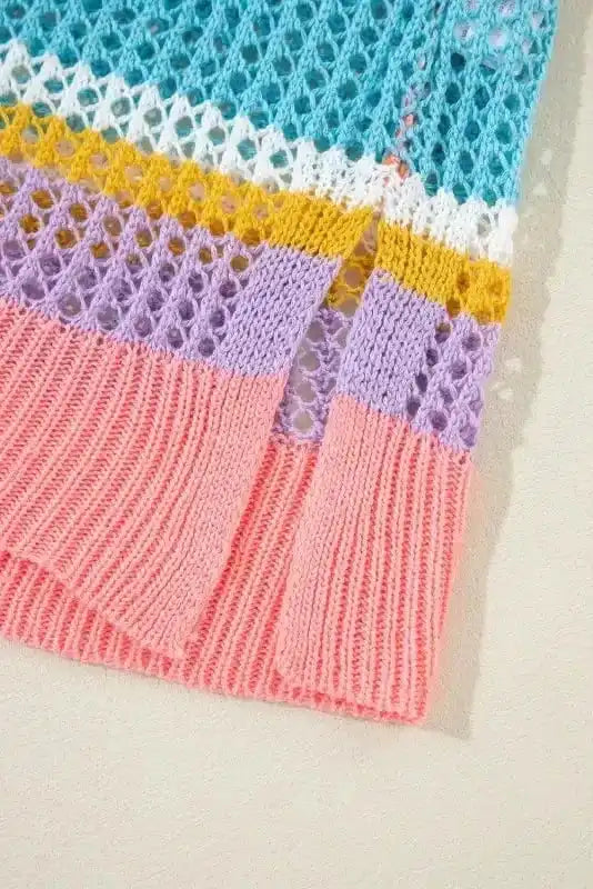 Short Sleeve Sweaters Rosy Ribbons Crochet Sweater