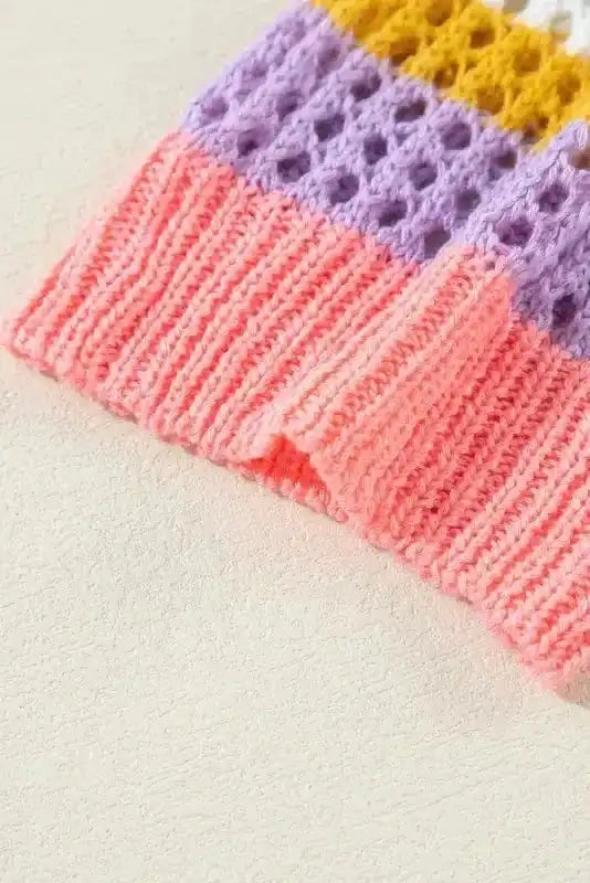 Short Sleeve Sweaters Rosy Ribbons Crochet Sweater