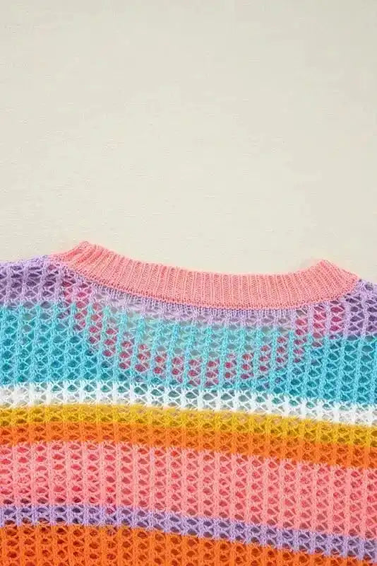 Short Sleeve Sweaters Rosy Ribbons Crochet Sweater