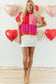 Short Sleeve Sweaters Ruffled Red Patchwork Jumper