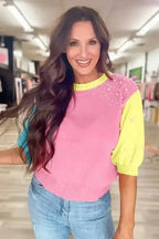 Short Sleeve Sweaters Scarlet Sheen Pearl Sweater