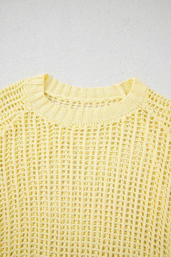 Short Sleeve Sweaters Soft Hue Crochet Top