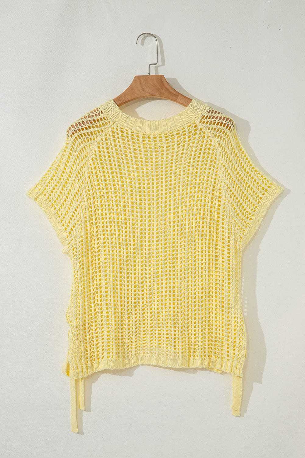 Short Sleeve Sweaters Soft Hue Crochet Top