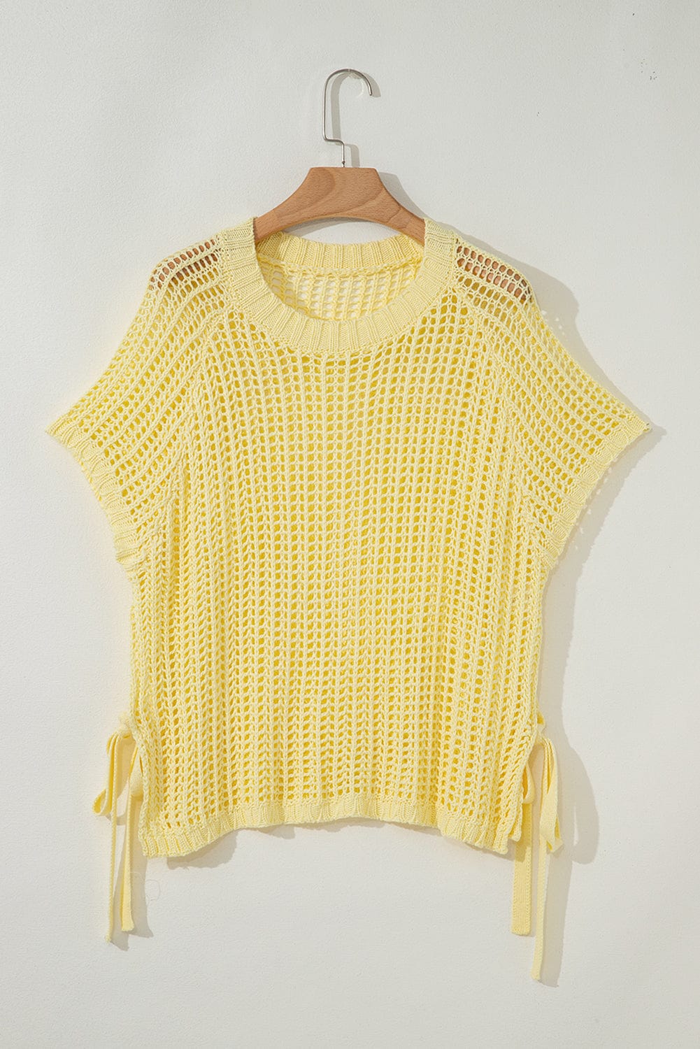 Short Sleeve Sweaters Soft Hue Crochet Top
