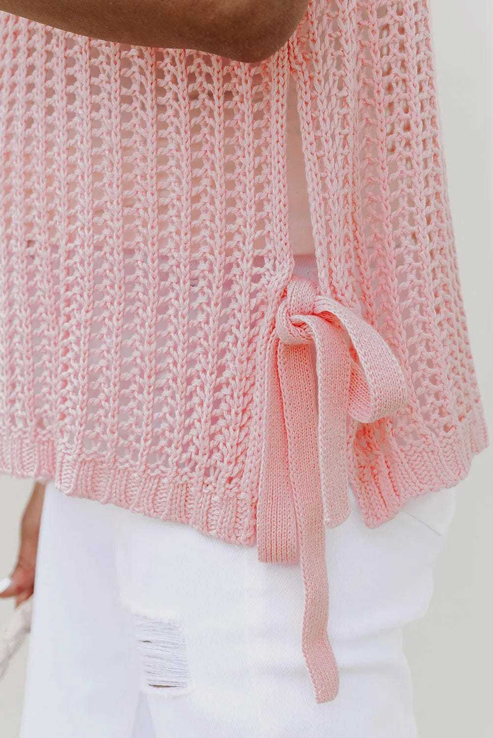 Short Sleeve Sweaters Soft Hue Crochet Top