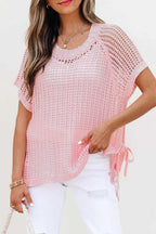 Short Sleeve Sweaters Soft Hue Crochet Top