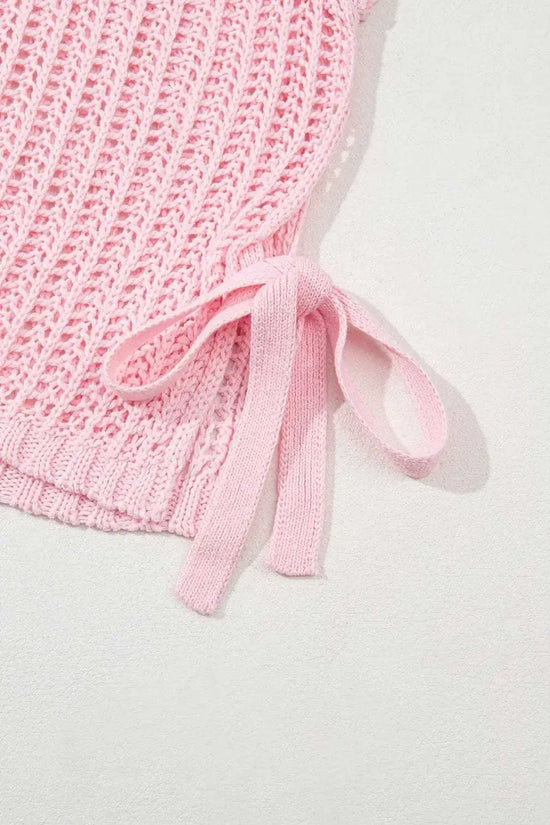 Short Sleeve Sweaters Soft Hue Crochet Top