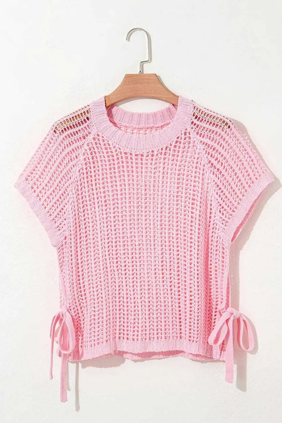 Short Sleeve Sweaters Soft Hue Crochet Top