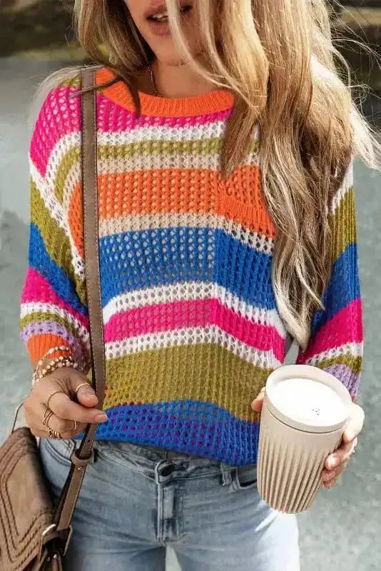 Short Sleeve Sweaters Zesty Lines - Hollowed Crochet Sweater