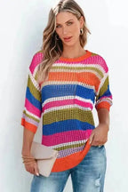 Short Sleeve Sweaters Zesty Lines - Hollowed Crochet Sweater