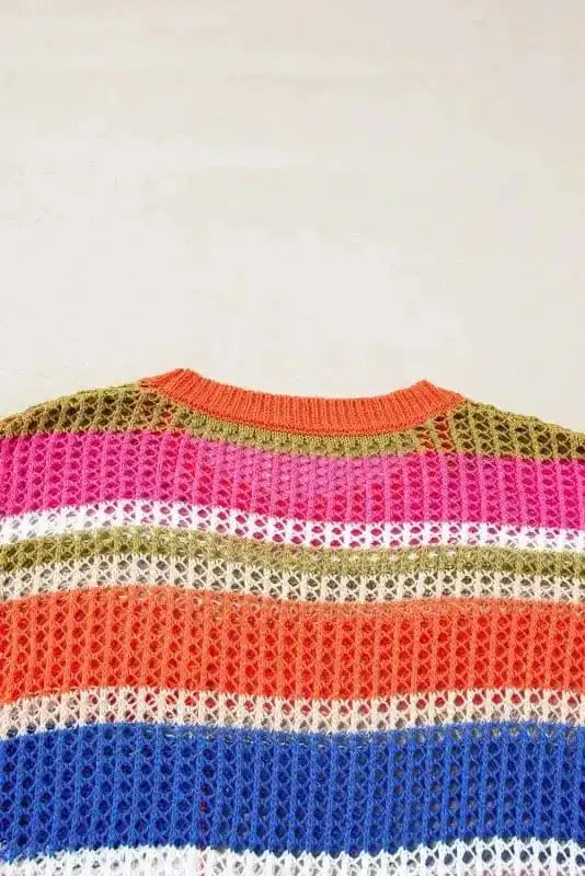 Short Sleeve Sweaters Zesty Lines - Hollowed Crochet Sweater