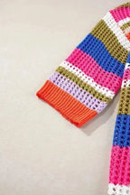 Short Sleeve Sweaters Zesty Lines - Hollowed Crochet Sweater