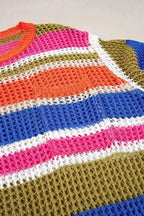 Short Sleeve Sweaters Zesty Lines - Hollowed Crochet Sweater