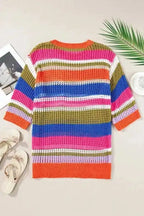 Short Sleeve Sweaters Zesty Lines - Hollowed Crochet Sweater