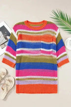 Short Sleeve Sweaters Zesty Lines - Hollowed Crochet Sweater