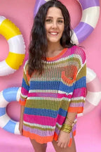 Short Sleeve Sweaters Zesty Lines - Hollowed Crochet Sweater
