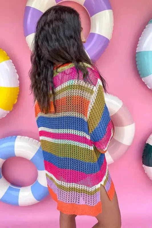 Short Sleeve Sweaters Zesty Lines - Hollowed Crochet Sweater