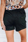 Shorts Khaki Solid Color Drawstring Frayed Hem Pocketed Shorts