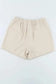 Shorts Khaki Solid Color Drawstring Frayed Hem Pocketed Shorts
