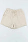 Shorts Khaki Solid Color Drawstring Frayed Hem Pocketed Shorts
