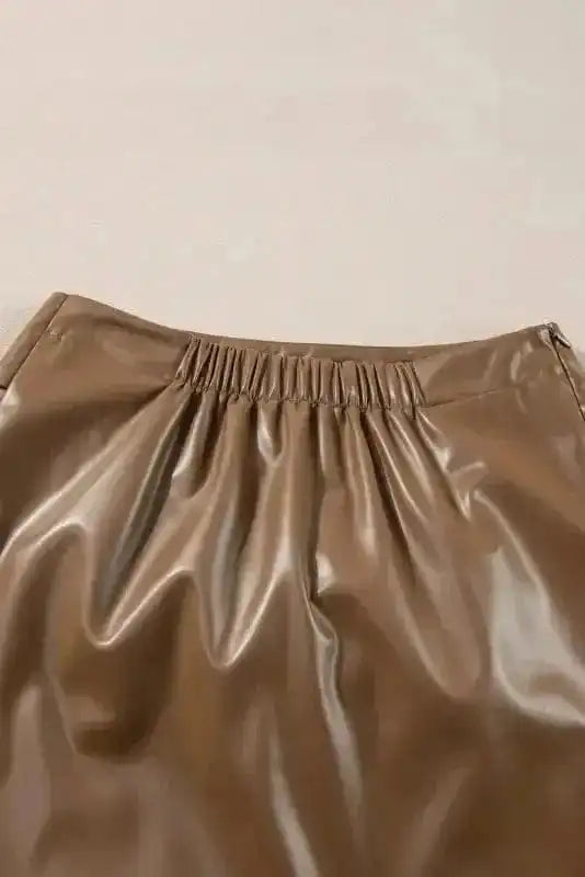 Skirts Café Chic Bowknot Mini - Faux Leather Skirt