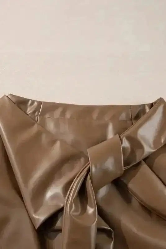 Skirts Café Chic Bowknot Mini - Faux Leather Skirt